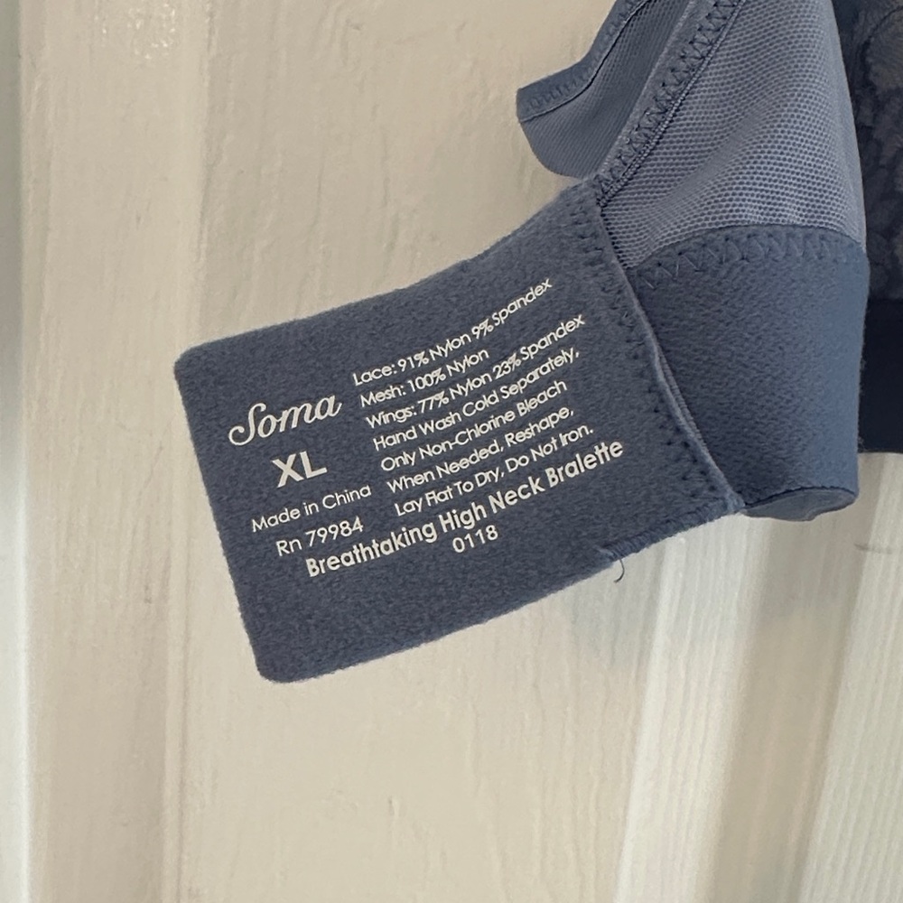 Soma Lace High-Neck Bralette in Dusty Blue - Picture 4 of 4